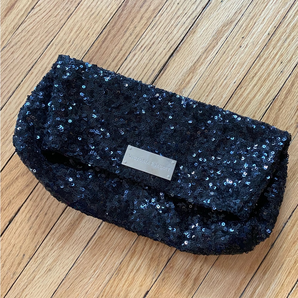 Black Sequin Victoria’s Secret Zipper Clutch